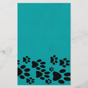 Teal Paw Print Stationary Stationery