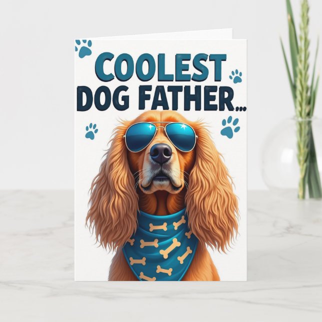 Teal Paw Prints Fathers Day Card (Front)