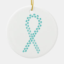 Teal Pawprint Ribbon