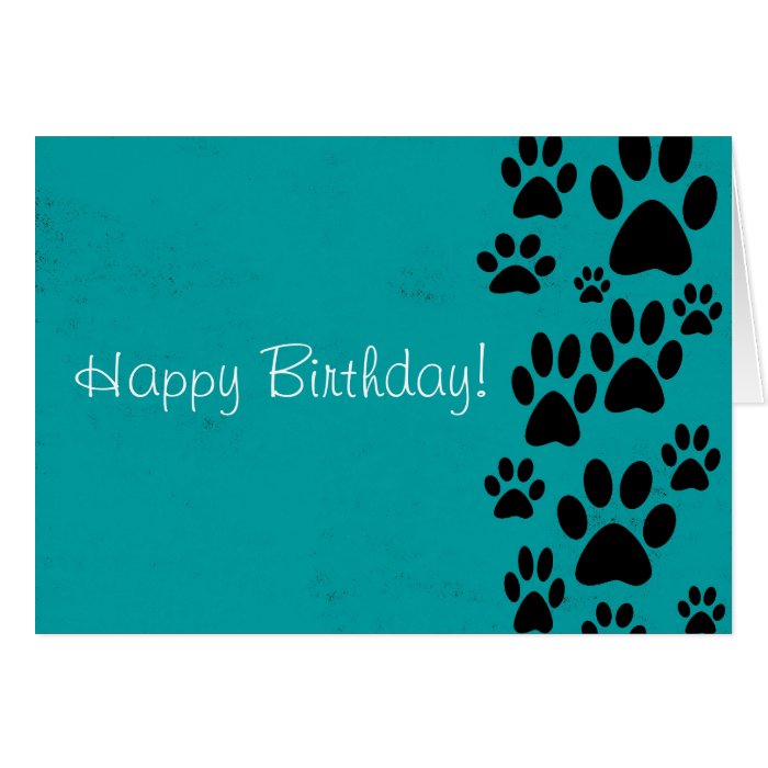 Teal Paws Happy Birthday Card