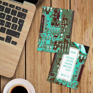 Teal  PCB board, electronic parts printed circuit Thank You Card