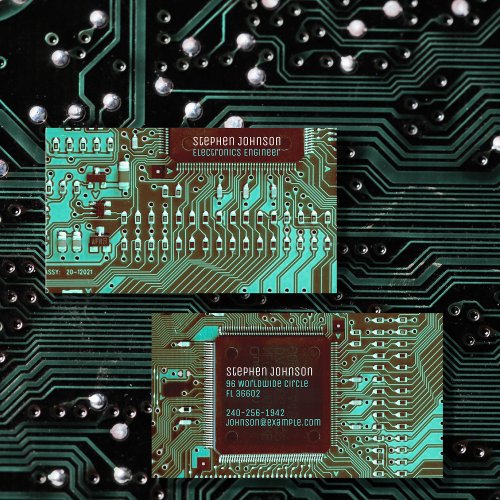 Teal PCB Printed Circuit _ Technology Engineering Business Card