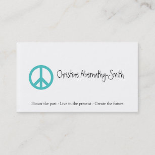 Teal Peace Symbol Business Card