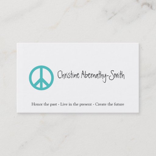 Customizable Teal Peace Symbol Business Card
