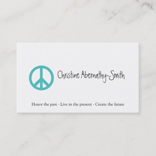 Teal Peace Symbol Business Card (Front)
