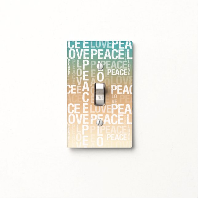 Teal Peach Gold White Peace Love  Light Switch Cover (In Situ)