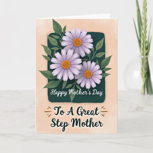 Teal Peach Mothers Day Blooms Card (Front)