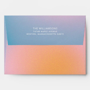 Teal Peach Ombre Retro Gradient Return Address Envelope