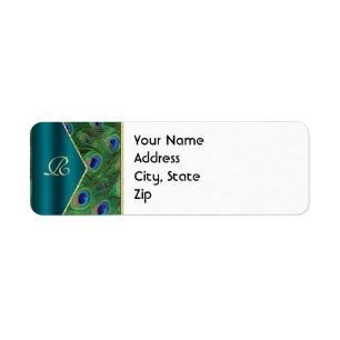 Teal Peacock Address Label