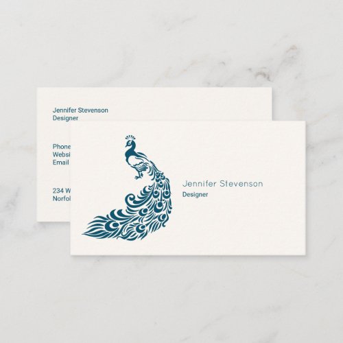 Teal Peacock Bold Stylish Art Deco Design Business Card