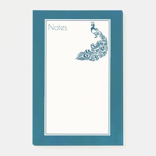 Teal Peacock Bold Stylish Art Deco Design Post_it Notes