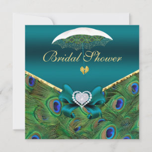 Teal Peacock Bridal Shower Invite