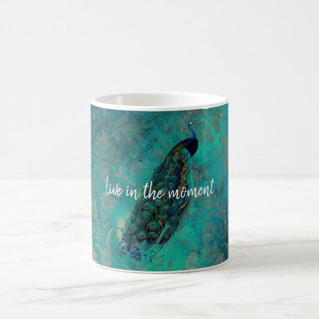 Teal Peacock Coffee Mug (Center)