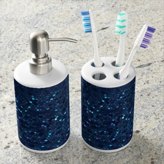 Teal Peacock Crystal Mosaic Soap Dispenser (Front)