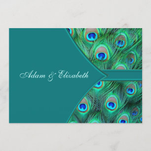 Teal Peacock Elegant Peacock Wedding Invitation