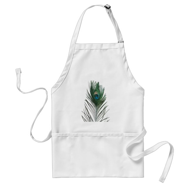 Teal Peacock Feather Adult Apron (Front)