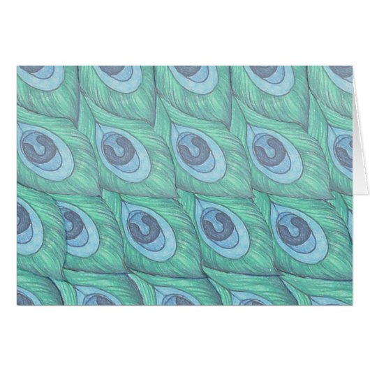Teal Peacock Feather Pattern Design Cards (Front Horizontal)