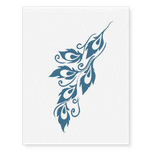 Teal Peacock Feather Temporary Tattoos