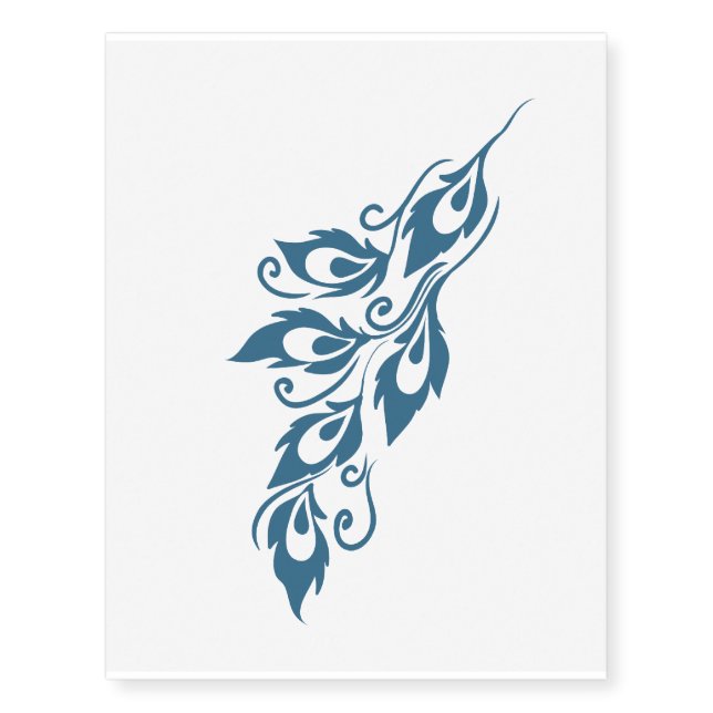 Teal Peacock Feather Temporary Tattoos (Front)