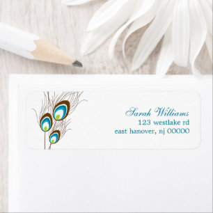 Teal Peacock Feathers Label
