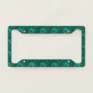 Teal Peacock Feathers License Plate Frame