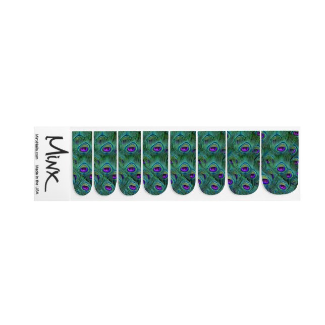Teal Peacock Feathers  Minx Nail Wraps (Right Hand)