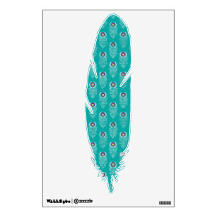 Teal Peacock Feathers Wall Decal