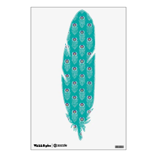 Teal Peacock Feathers Wall Decal Zazzle