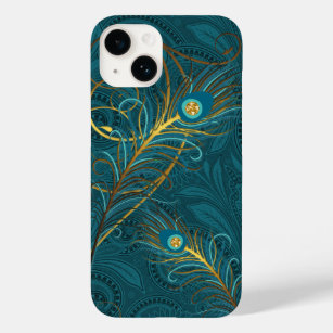 Teal Peacock Feathers with Paisley Case-Mate iPhone 14 Case