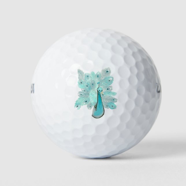 Teal peacock golf balls (Front)