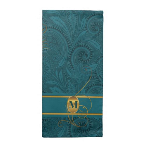 Teal Peacock Monogrammed Dinner Table Napkin