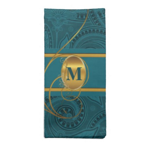 Teal Peacock Monogrammed Dinner Table Napkin