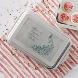 Teal Peacock Personalized Cake Pan