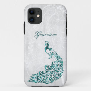 Teal Peacock Personalized Case-Mate iPhone Case