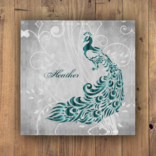 Teal Peacock Personalized Paperweight (Teal Peacock Personalized Paperweight)