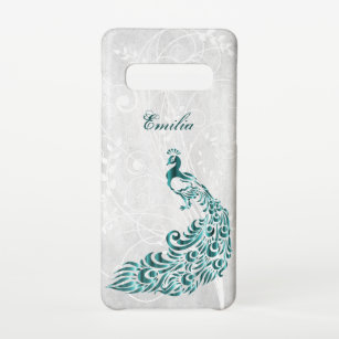 Teal Peacock Personalized Samsung Galaxy S10 Case