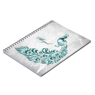 Teal Peacock Personalized Spiral Notebook
