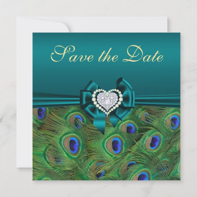 Teal Peacock Save the Date (Front)