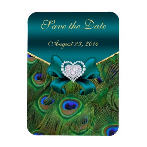 Teal Peacock Save the Date Magnet