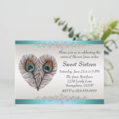 Teal Peacock Sweet Sixteen Invitation (Standing Front)