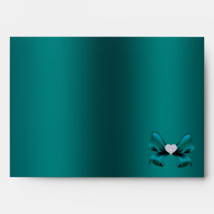 Teal Peacock Wedding Envelope