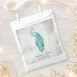 Teal Peacock Wedding Favor Bag<br><div class="desc">Pass out wedding favors for your guests with a set of Teal Peacock Wedding Favor Bag.  Bag design features an elegant peacock against delicate foliage and grunge background.   Personalize with the groom and bride's names along with the wedding date. Additional wedding stationery available with this design as well.</div>