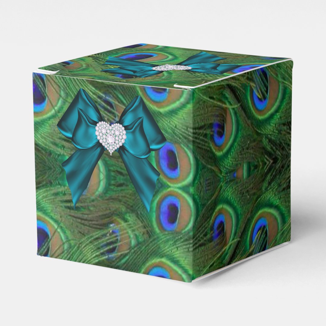Teal Peacock Wedding Favor Box Zazzle