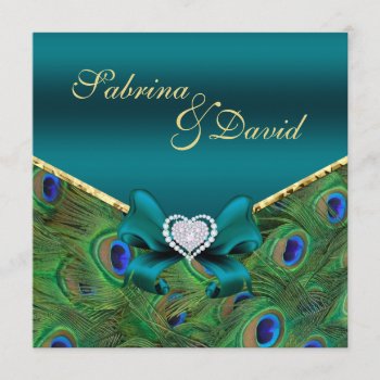 Teal Peacock Wedding Invitation by Wedding_Trends at Zazzle