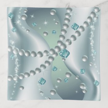 Teal Pearl Abstract Trinket Tray by FantasyCandy at Zazzle