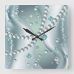 Teal Pearl Abstract Wall Clock at Zazzle