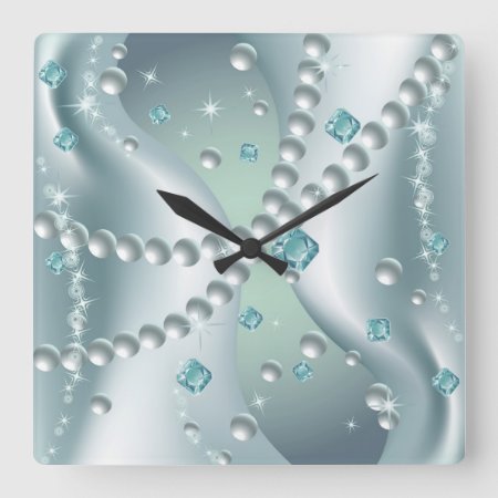 Teal Pearl Abstract Wall Clock