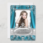 Teal Pearl Silk Vintage Glamour Quinceanera Invitation (Front)
