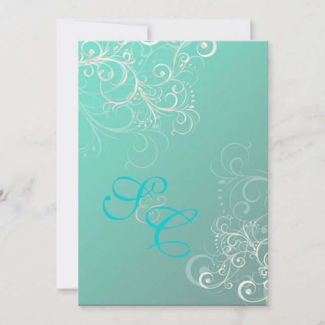 Teal + pearl swirls  Wedding Invitations (Front)
