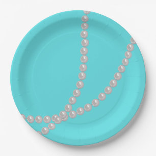 Teal & Pearls Paper Plates